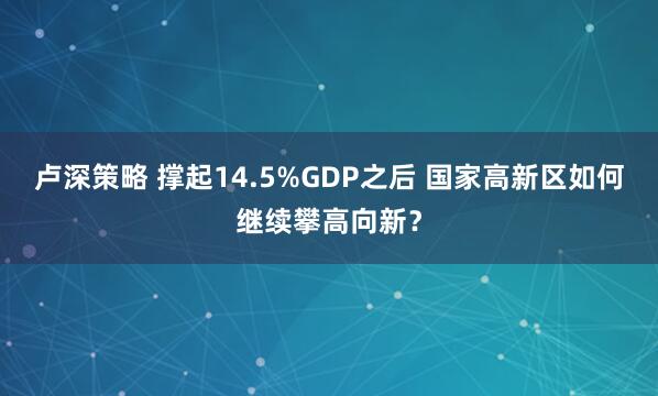 卢深策略 撑起14.5%GDP之后 国家高新区如何继续攀高向新?
